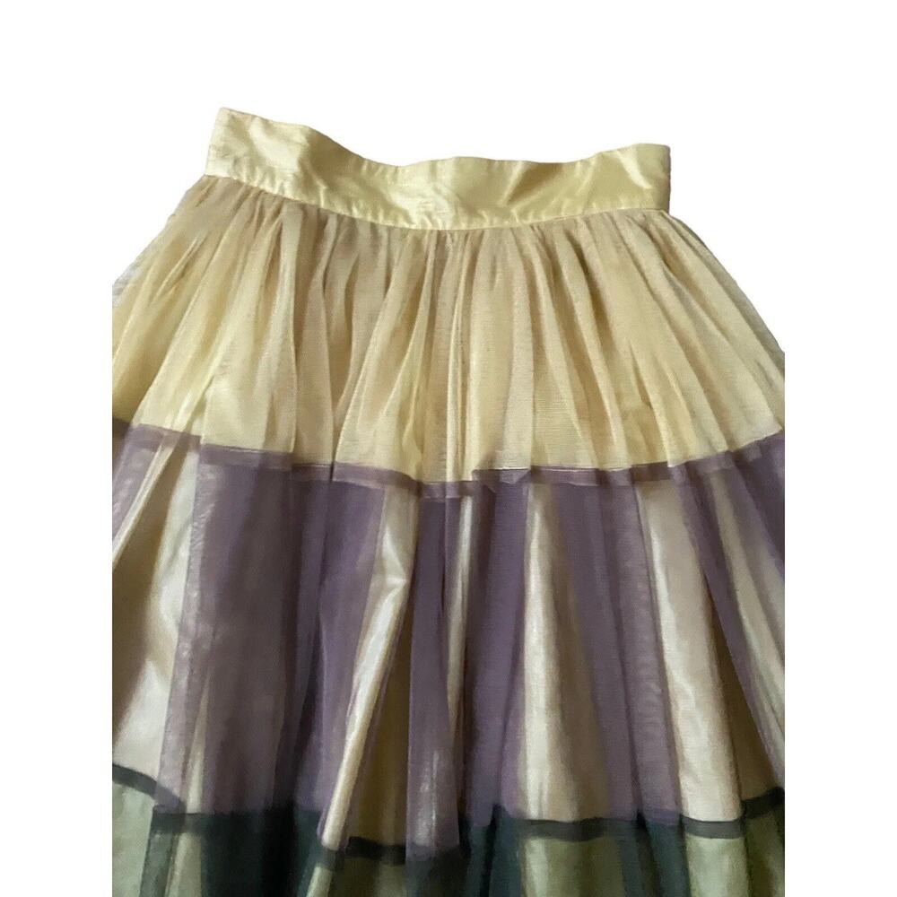 twelve by Princess tulle skirt Women xs stripe olive yellow Flare High Rise - Picture 3 of 11